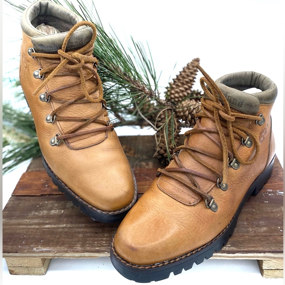 EUC Timberland 69386 Brown Women Pebbled Leather Italy Chukka Boots Shoes Sz 6.5